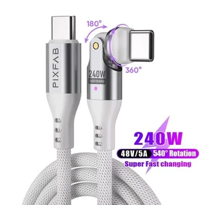 240W Usb-C Câble pour Samsung S25 Bord S24 Fe Ultra Rotatif Rapide Chargeur - Photo 1 sur 15