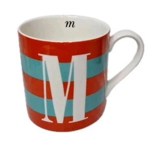 Kate Spade NY Lenox Wickford Red Letter Day Red & Teal Striped M Mug Cup XC - Picture 1 of 5