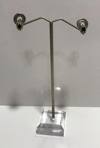 14K bicolor Gold Marquise-Schliff natürlicher blauer Saphir & Diamant Heiligenschein Ohrringe - Bild 1 von 10