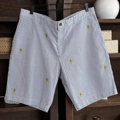 Bermudas Brooks Brothers Seersucker para hombre 40 azul a rayas estampado de piña Foto 1 de 4