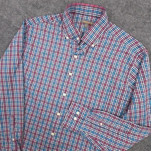 Peter Millar Summer Comfort Shirt Mens Large Blue Check Performance Button Down - Picture 1 of 8
