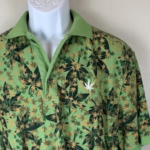 Boast Maple Leaf Camouflage Polo Shirt Mens Green Multi Size Large Casual Attire - Picture 1 of 14