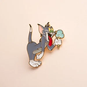 Cute Tom & Jerry Cat Ice Cream Candy Retro Cartoon Style Pin Brooch Badge Gift - Picture 1 of 1