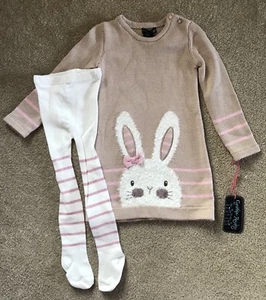 Abito tunica Cynthia Rowley Bunny con collant per una ragazza 5t nuovo con etichetta - Foto 1 di 4