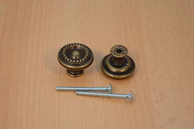 2x Möbelknöpfe Schrankgriffe Küchengriffe Griff Knopf altmessing antik Messing - Bild 1 von 3