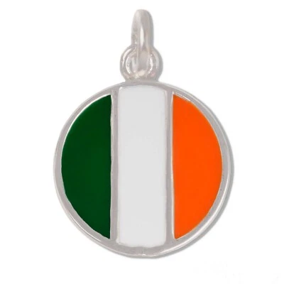 Ireland Enamel Flag Irish Tricolour 925 Solid Sterling Silver Charm or Pendant - Image 1 of 4