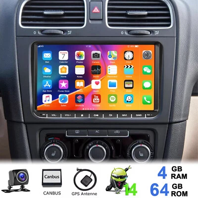 4+64G 9" Autoradio Stereo Carplay GPS Navi Android14 Per VW GOLF 5 6 Touran Polo - Immagine 1 di 4