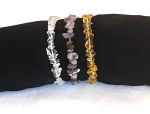 Natural Gems Stretch Bracelet Set (3)  for Men/Women One Size Multicolored  - Afbeelding 1 van 3