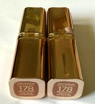 L'Oreal Colour Riche Nude Intense Lipstick 178 Nu Excessif 0.13oz 3.6g Lot of 2 - Image 1 of 4