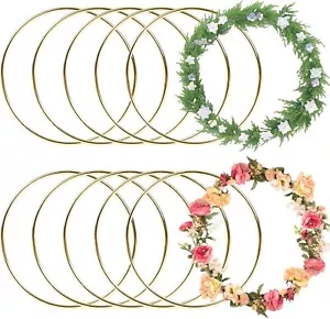 10PCS Dream Catcher Ring Macrame Wreath Gold Metal Floral Hoops 4" Wedding Craft - Picture 1 of 7
