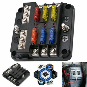 6Way Car Boot Power Distribution 12V-24V Blade Fuse Holder Box Block Panel Board - Picture 1 of 11