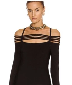Jonathan Simkhai NWT $220 Women’s Sarah Strappy Shoulder Top Size S Black C8 - Picture 1 of 10