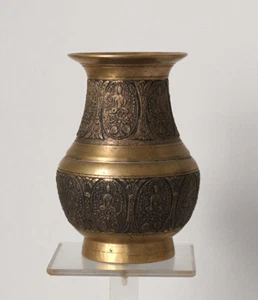 INDIA brass vase, decorated with Buddha images - Picture 1 of 4