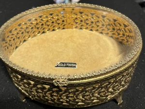 JEWELRY BOX, BRASS, GOLD FINISH, EXC. CONDITION - Picture 1 of 6