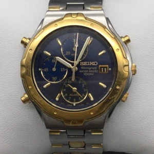 Vintage Seiko Chronograph Watch 39mm Men 7T32-6M79 Date 100M New Battery 7.75" - Picture 1 of 12