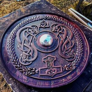 Beautiful Custom Engrave Viking Shield - Valhalla Helm of Awe Viking Shield 