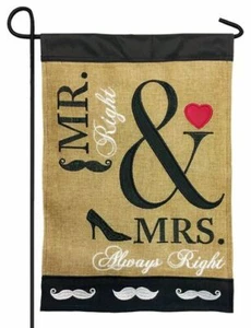 Arpillera señora Bandera de jardín con aplique doble siempre derecho - Imagen 1 de 1