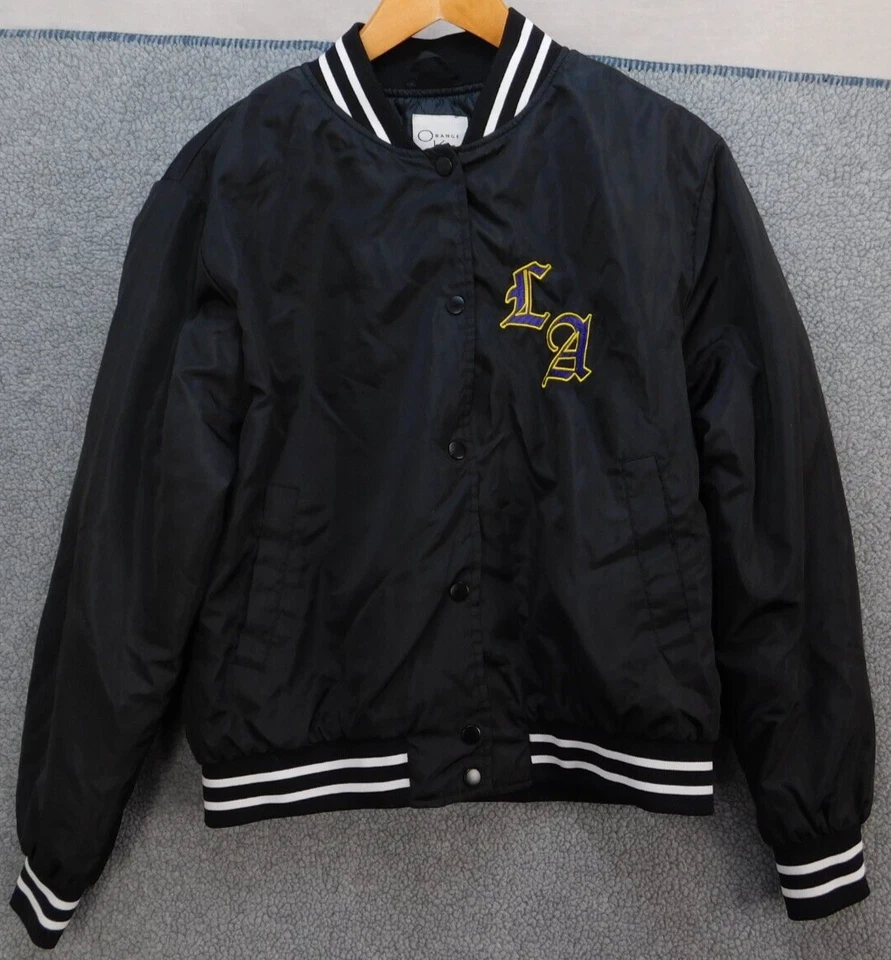 Orange Kiss 男式 S 洛杉矶篮球缎面夹克莱特曼 — 第 1/4 张图片