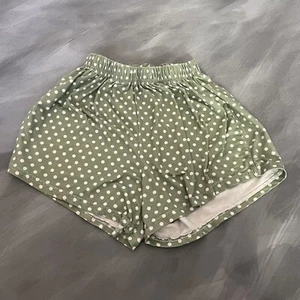 Schlafshorts Damen grün weiß gepunktet Pyjama Lounge Small - Bild 1 von 3
