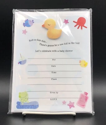 NEW Hallmark Baby Shower Invitations Kit Rubber Duck Printable Overlay 8 Pack - Image 1 of 4