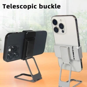 Metal Phone Stand with Back Clip Adjustable Desktop Phone Bracket for Home - Picture 1 of 21