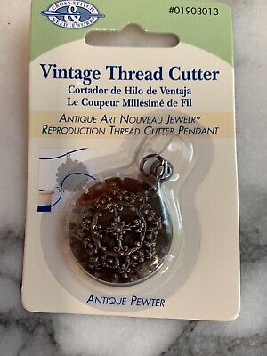Cross Stitch & Needlework Vintage Thread Cutter Art Noveau Pendant Pewter New • 16.69€