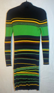 Diane von Furstenberg Striped Crewneck Sweater Midi Dress Long Sleeves Sz M DVF