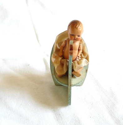 VINTAGE BAMBOLOTTO MIGNON CELLULOIDE VECCHIO  CIGNO 1930 BAMBOLINA PERIODO DECO - Immagine 1 di 4