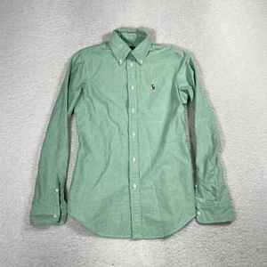 Camicia Ralph Lauren manica lunga con bottoni uomo cotone XS vestibilità personalizzata verde menta - Foto 1 di 9