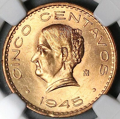 1945 NGC MS 64 RD Mexico 5 Centavos Josefa Bronze RED Coin (25061901C) - Image 1 of 4