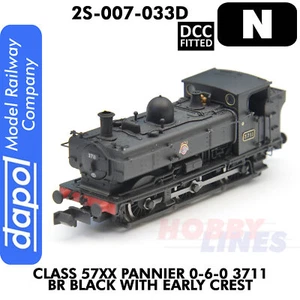 Pannier 3711 BR Black Early Crest DCC Fitted 1:148 N loco Dapol 2S-007-033D - Picture 1 of 2