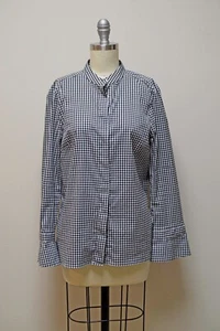 SUISTUDIO Black White Gingham Long Sleeve Button Front Blouse Shirt Size 10 - Picture 1 of 5