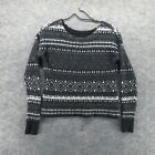 American Eagle Sweater Womens Xs Gray Fair Isle Tight Knit Long Sleeve Pullover