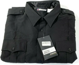 NEW SIZE 15 BLAUER MENS 8600-Z L/S ZIPPERED POLYESTER SHIRT BLACK 15 X 33 - Picture 1 of 3