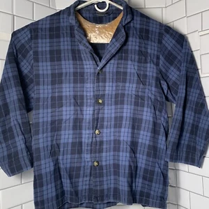 Pendleton Night Shirt Mens Medium Cotton Blue Plaid Button Up Sleep Top Vintage - Picture 1 of 8