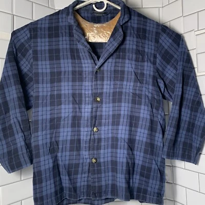 Pendleton Night Shirt Mens Medium Cotton Blue Plaid Button Up Sleep Top Vintage - Image 1 of 4
