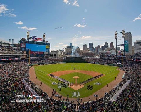 Comerica Park Detroit Tigers Unsigned National Anthem General View Photo Cover