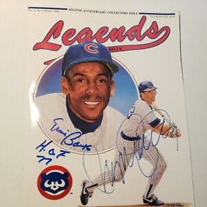 Ernie Banks and Ryan Sandberg Signed 1990 Legends Magazine Autograph No COA