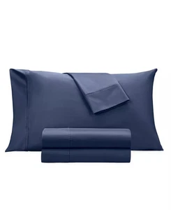Aria Egyptian 500 Thread Count Cotton 4 Pc Sheet Set, King - Navy/Gray Violet - Picture 1 of 2