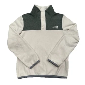 The North Face Cream Gray 1/4 Snap Pullover Fleece Sweater Girls Size Small 7/8 - Picture 1 of 9