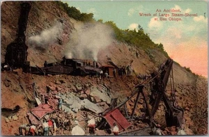 PANAMA CANAL Construction Postcard "Wreck of Large Steam-Shovel at Bas Obispo" - Imagen 1 de 2