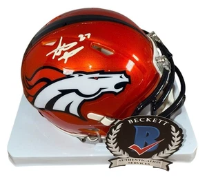 STEVE ATWATER SIGNED DENVER BRONCOS FLASH MINI HELMET BECKETT COA WQ73572 - Picture 1 of 8