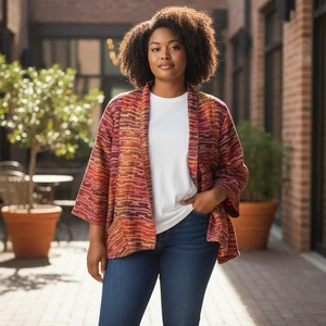 Vintage Maggie Sweet Damen XL mehrfarbig vorne offen Cardigan Blazer Kleid Jacke - Bild 1 von 10