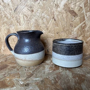 Jarra de leche y azucarero de cerámica de estudio galés de colección Eileen Richards Rick Fletcher - Imagen 1 de 15
