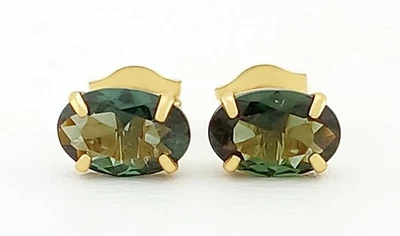PENDIENTES TURMALINA VERDE ORIGINALES 1,38 quilates oro 14k - Certificado de valoración gratuito Foto 1 de 4