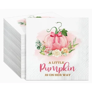 Servilletas 100 Piezas Bebé Niña “Pequeña Calabaza” Otoño Baby Shower NUEVAS - Imagen 1 de 3