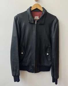 Temple Of Jawnz Falcon Garments Harrington Leather Black Jacket Size 48 - Picture 1 of 5