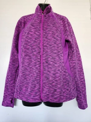 TEK-GEAR紫色太空染全拉链加绒衬里运动夹克 — 第 1/4 张图片