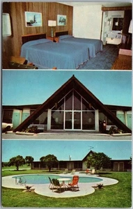 McALLEN, Texas Postkarte PALMVIEW GOLF MOTEL 3 Ansichten / Curteich Chrome um 1970 - Bild 1 von 2
