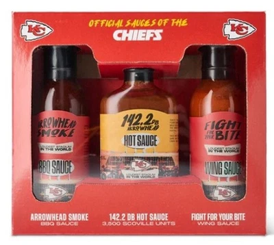 SPICIN Kansas City Chiefs Sauce Gift Pack - 3 Pack - Hot Sauce - BBQ Sauce - Wing Sauce